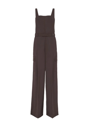 Brunello Cucinelli Tropical belted cargo jumpsuit - Brown