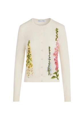 Oscar de la Renta floral-embroidered cardigan - Neutrals