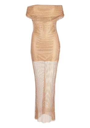 Self-Portrait rhinestone-embellished maxi-dress - Metallic