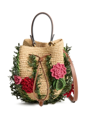 Anya Hindmarch raffia floral bucket bag - Neutrals