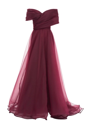 Ana Radu off-shoulder draped gown - Red
