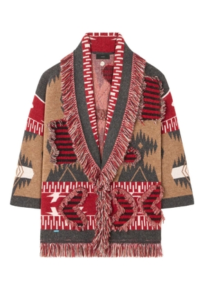 Alanui Grunge Anthem fringed patterned coat - Brown
