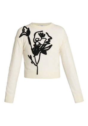 ERDEM floral-motif crew-neck sweater - White