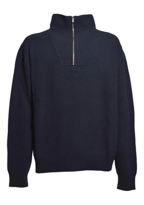 Paura zip-neck ribbed-knit sweater - Blue