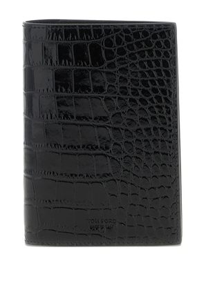 TOM FORD crocodile-print passport holder - Black