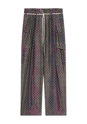 DRIES VAN NOTEN silk cargo trousers - Brown