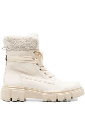 GABOR lace-up shearling combat boots - Neutrals