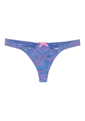 Agent Provocateur floral-embroidered thong - Blue