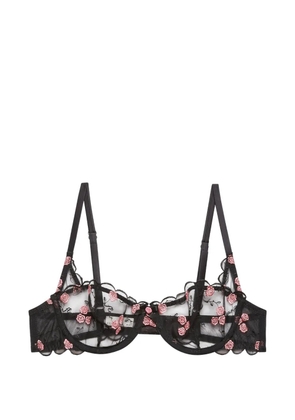 Fleur Du Mal rose embroidered scalloped bra - Black
