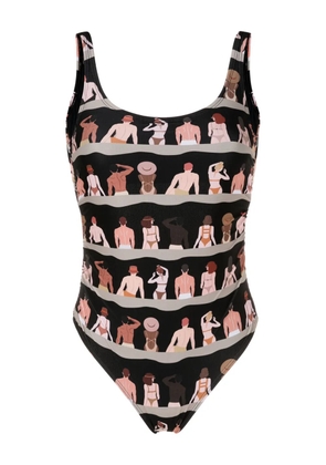 Amir Slama graphic-print one-piece swimsuit - Black