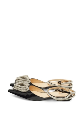 MACH & MACH triple heart leather flat pumps - Black