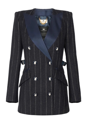 Elisabetta Franchi pinstripe satin-lapel blazer - Blue