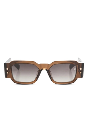 Balmain Eyewear square embellishment sunglasses - Brown