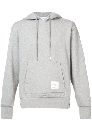 Thom Browne stripe-detail cotton jersey hoodie - Grey