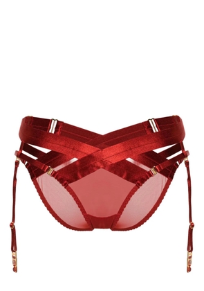 Bordelle Tomoe satin harness brief - Red