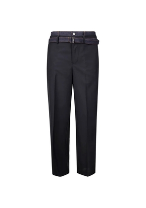 sacai denim-trimmed tailored trousers - Black