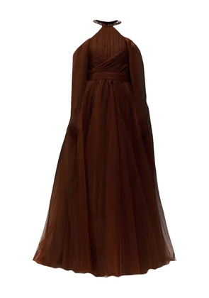 THA SEEN draped-detail maxi dress - Brown