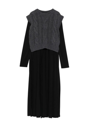 Weekend Max Mara cable-knit pleated midi dress - Black
