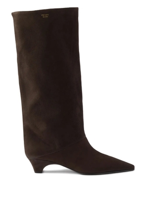 Prada 40mm point-toe leather boots - Brown