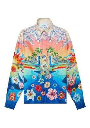 Casablanca l'envol printed silk shirt - Blue