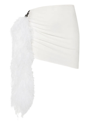 Loulou feather-trim skirt - White