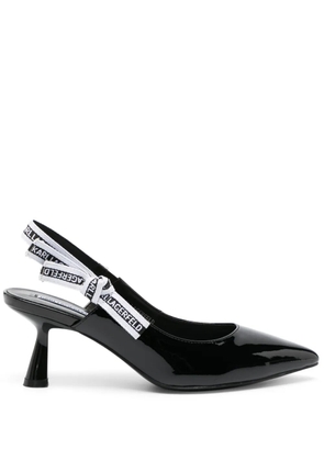 Karl Lagerfeld 75mm logo-strap leather pumps - Black
