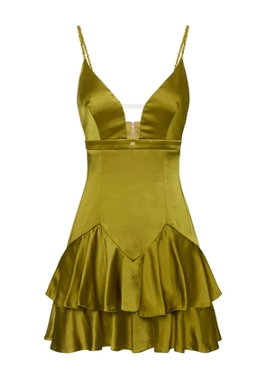 Elisabetta Franchi chain-strap flounce mini dress - Green