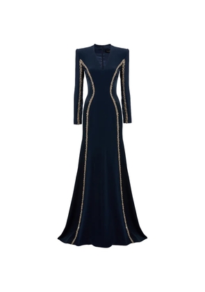 Jenny Packham Ghost Orchid embellished long-sleeve maxi dress - Blue