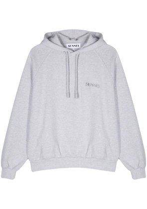 Sunnei logo-embroidered cotton hoodie - Grey
