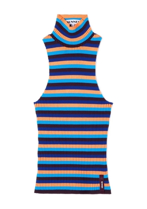 Sunnei high-neck striped top - Blue