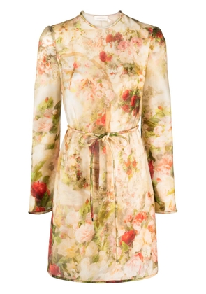 ZIMMERMANN Luminosity floral-print silk minidress - Neutrals