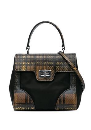 Prada Pre-Owned 2010-2024 Tartan Saffiano Trimmed Tessuto satchel - Black