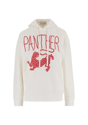 Valentino Garavani drawstring panther-print sweatshirt - White
