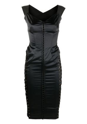 Murmur lace-up satin corset dress - Black