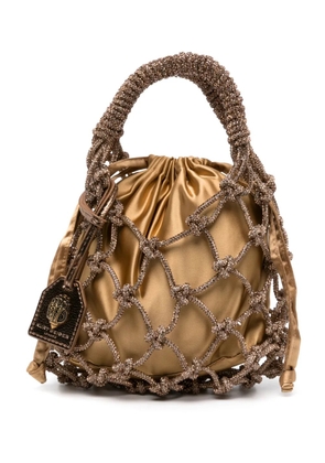 Kurt Geiger London crystal-embellished macramé tote bag - Gold