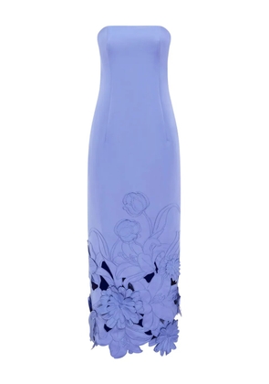 Leo Lin embroidered floral-appliqué maxi dress - Blue