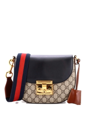 Gucci Pre-Owned Padlock Saddle Shoulder Bag GG Coated Canvas and Leather Medium crossbody bag - Brown