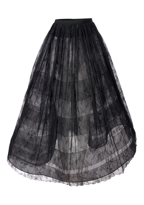 Carolina Herrera lace-panelled pleated skirt - Black