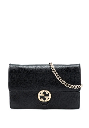 Gucci Pre-Owned 2000-2015 Leather Interlocking G Dollar Wallet on Chain crossbody bag - Black