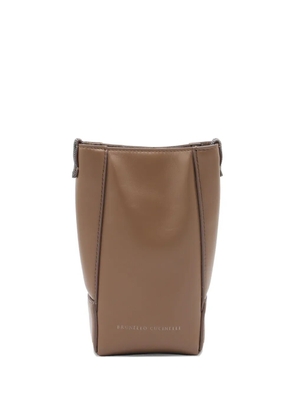 Brunello Cucinelli leather shoulder bag - Brown