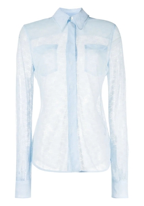 Victoria Beckham sheer-lace long-sleeved shirt - Blue