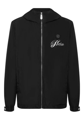 Philipp Plein hooded logo-print windbreaker - Black
