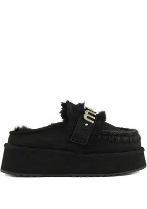 Mou logo-detail platform mules - Black