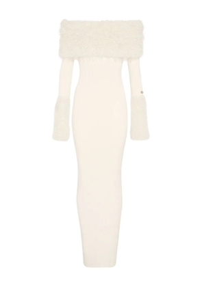 Jean Paul Gaultier ribbed faux-fur trimmed dress - Neutrals