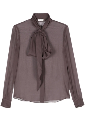 Saint Laurent pussy-bow silk shirt - Purple