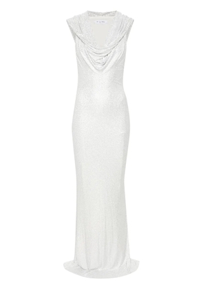 De La Vali Manhattan rhinestoned maxi dress - White