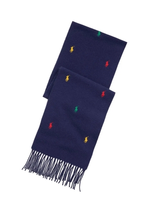 Polo Ralph Lauren Pony embroidered fringed scarf - Blue