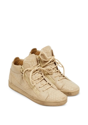 Giuseppe Zanotti Kriss embossed leather trainers - Neutrals