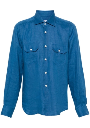Kiton classic-collar linen shirt - Blue
