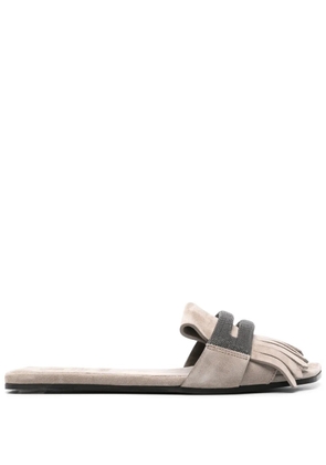 Brunello Cucinelli Monili chain-detail slides - Grey